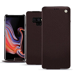 Housse cuir Samsung Galaxy Note9 - Rabat vertical - Marron envoûtant ( Pantone #4e3629 ) - NOREVE