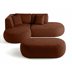 Lisa Design Santorini - canapé modulable d'angle gauche + pouf - 4 places - en tissu texturé Santorini - canapé modulable d'angle gauche + pouf - 4 places - en tissu texturé - Terracotta