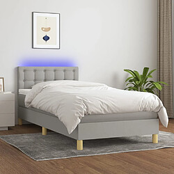 vidaXL Sommier à lattes de lit matelas LED Gris clair 100x200 cm Tissu