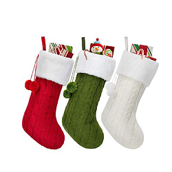 Avis C216 3pcs tricoté épais couleur massif de Noël chaussettes de Noël Home Fil de Noël Chaussettes Sac à bonbons Cheminée Pendentif Cheminée Pendentif