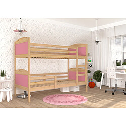 Kids Literie Lit Superposé Mati 90x190 Pin - rose Livré avec sommiers