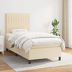 Maison Chic Structures de lit + matelas,Lit à sommier tapissier avec matelas Crème 80x200 cm Tissu -MN88787