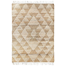 Thedecofactory PRIMI TRIANGLES - Tapis chanvre motifs triangles en laine épaisse naturel 120x170