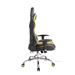 Avis Decoshop26 Fauteuil de bureau gamer design sportif fonction de massage chauffant avec coussins en PVC noir / jaune 10_0002531