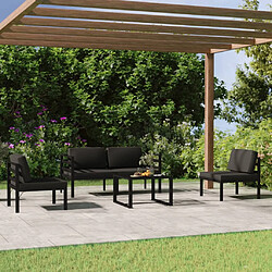 vidaXL Salon de jardin 5 pcs avec coussins Aluminium Anthracite