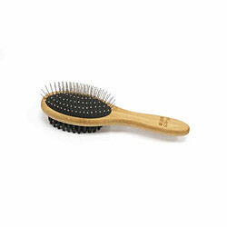 Paris Prix Brosse de Toilettage en Bambou Double Face 22cm Naturel