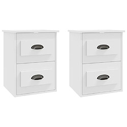 Maison Chic Lot de 2 Tables de Chevet murales - Tables de Nuit blanc 41,5x36x53 cm