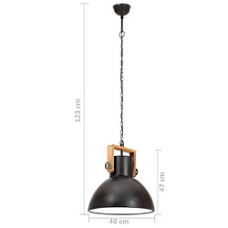 vidaXL Lampe suspendue industrielle 25 W Noir Rond 40 cm E27 pas cher