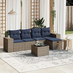 vidaXL Salon de jardin 6 pcs avec coussins gris résine tressée