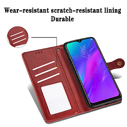 Wewoo Housse Coque Étui en cuir de protection de couleur unie rétro avec boucle pour téléphone portable lanière et cadre photo et fente carte et portefeuille et support OPPO Realme 3 Pro Noir