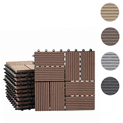 Mendler Carreaux en WPC Rhone, aspect bois pour terrasse, 11 carreaux à 30x30cm = 1m² ~ Premium, coffee rectangulaire