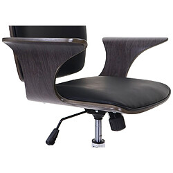 Mendler Chaise de bureau HWC-C54, bois courbé, chaise pivotante, similicuir ~ design bois de noyer, tissu noir