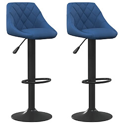 vidaXL Tabourets de bar lot de 2 bleu velours