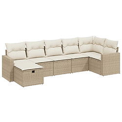 Maison Chic Salon de jardin avec coussins 7 pcs, Ensemble Tables et chaises de jardin, beige résine tressée -GKD111818