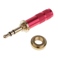 Avis 3.5mm vis de verrouillage stéréo jack mâle prise métal audio soudure adaptateur rouge