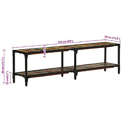 vidaXL Meuble TV 150x30x41 cm bois massif de récupération pas cher