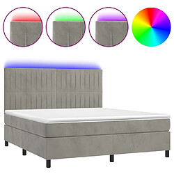 vidaXL Sommier à lattes de lit matelas et LED Gris clair 160x200 cm