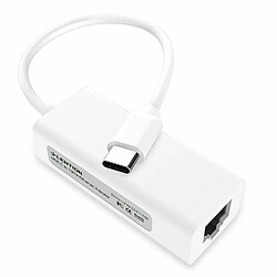 Adaptateur câble convertisseur Type C LAN vers réseau Ethernet 100Mbps RJ45 Blanc - Visiodirect -