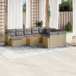 Maison Chic Salon de jardin 11 pcs avec coussins | Ensemble de Table et chaises | Mobilier d'Extérieur beige résine tressée -GKD27180