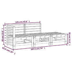 Acheter vidaXL Salon de jardin 3 pcs bois de pin imprégné