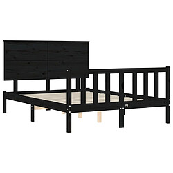 Maison Chic Lit adulte - Cadre Structure de lit avec tête de lit Contemporain noir 120x200 cm bois massif -MN15792 pas cher