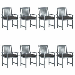 Maison Chic Lot de 8 Chaises de jardin avec coussins | chaises d'extérieur | Fauteuil Relax Bois d'acacia solide Gris -GKD78778