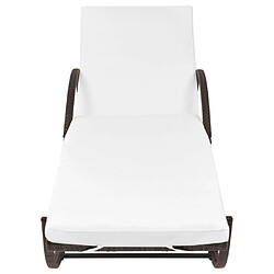 Avis Maison Chic Chaise longue avec coussin | Bain de soleil Relax | Transat Résine tressée Marron -GKD57651