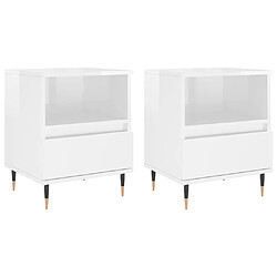 Maison Chic Lot de 2 Tables de chevet,Table de nuit,Table d'appoint pour salon blanc brillant 40x35x50 cm -MN17566