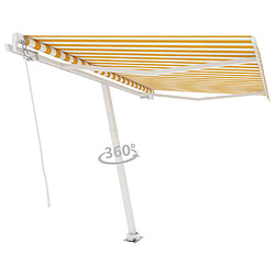 Avis Maison Chic Auvent manuel rétractable,Store manuel de porte sur pied 300x250 cm Jaune/Blanc -GKD74152