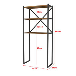 Helloshop26 Étagère de salle de bain à 2 compartiments de rangement 160 x 66 x 34 cm effet noyer 03_0006999