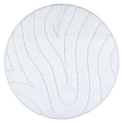 RUGSX Tapis de salle de bain SUPREME cercle WAVES, vagues, antidérapant, doux - blanc cercle 100 cm