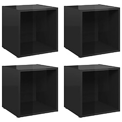 vidaXL Meubles TV 4 pcs noir brillant 37x35x37 cm bois d’ingénierie