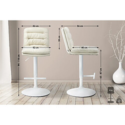 Non Tabouret de bar Damar tissu blanc