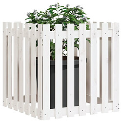 Avis Maison Chic Jardinière,Bac à fleurs - pot de fleur avec design de clôture blanc 70x70x70 cm pin massif -GKD22792