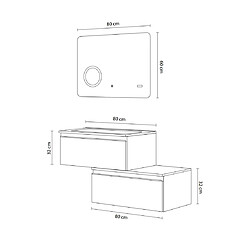 Kiamami Valentina MEUBLE DE SALLE DE BAIN GRIS FONCÉ 120CM DEUX TIROIRS DÉCALÉS 80CM | SEATTLE pas cher