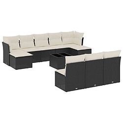 Maison Chic Salon de jardin 11 pcs avec coussins | Ensemble de Table et chaises | Mobilier d'Extérieur noir résine tressée -GKD64648