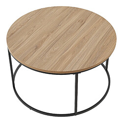 Avis Helloshop26 Table basse ronde diamètre 80 cm noir et effet bois 03_0008451