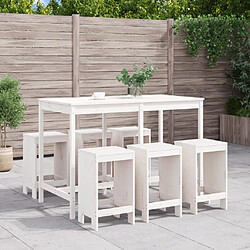 Maison Chic Table de bar et chaises d'extérieur 7 pcs,Ensemble de bar de jardin pour relax blanc bois de pin massif -GKD842742