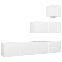 vidaXL Ensemble de meubles TV 4 pcs Blanc Bois d'ingénierie