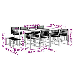 vidaXL Ensemble à manger de jardin 13 pcs noir résine tressée pas cher