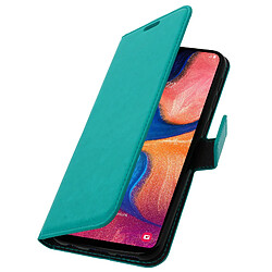 Avizar Housse Samsung Galaxy A20e Étui Porte carte Support Vidéo Vintage Bleu turquoise