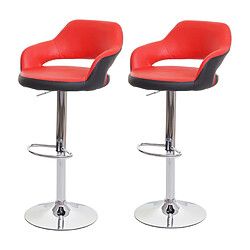 Decoshop26 Lot de 2 tabourets de bar chaises de comptoir en synthétique rouge et noir 04_0000142