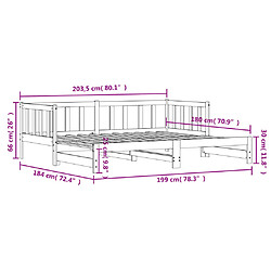 Vidaxl Lit de jour avec lit gigogne blanc 90x200 cm bois de pin massif pas cher