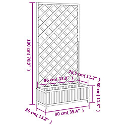 vidaXL Jardinière avec treillis gris bois massif de sapin pas cher