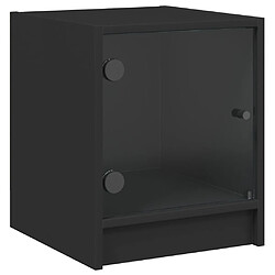 vidaXL Table de chevet avec porte en verre noir 35x37x42 cm