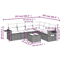 Acheter vidaXL Salon de jardin avec coussins 7 pcs gris clair résine tressée