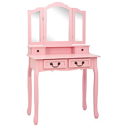 vidaXL Ensemble de coiffeuse avec tabouret Rose 80x69x141 cm Paulownia