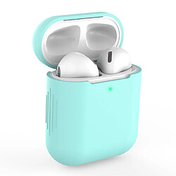 Coque en silicone avec chargement sans fil cyan pour votre Apple AirPods (2019)/(2016)