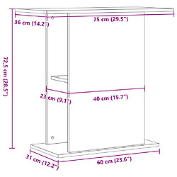 vidaXL Support d'aquarium chêne artisanal 36x75x72,5cm bois ingénierie pas cher