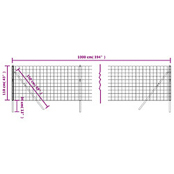 Acheter vidaXL Clôture en treillis métallique anthracite 1,1x10 m